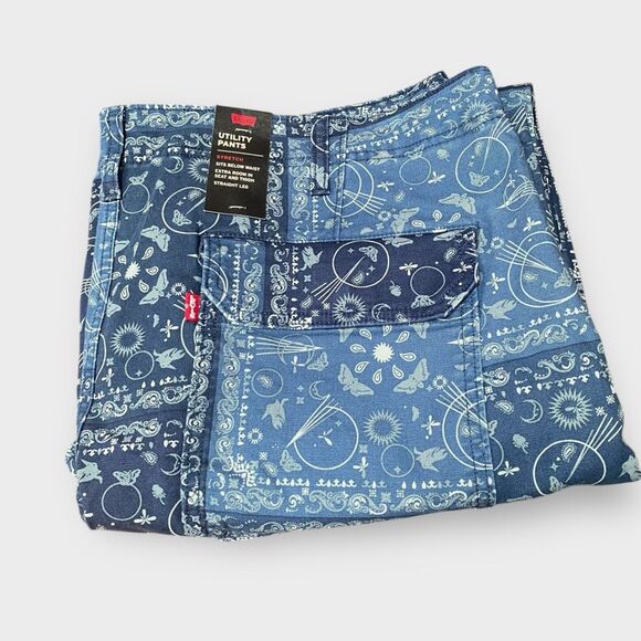 Levi's Bandana Printed Chore/Utilty Stretch Pants Urban Outfitters size 42x30 - Picture 9 of 12